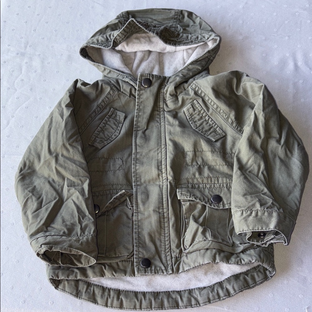 OshKosh B'gosh Green Puffer Jacket with Hood and Zipper